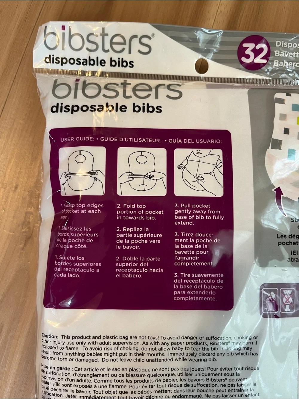 NWT- unopened- Bibsters Disposable Kids Bibs (32-Pack)